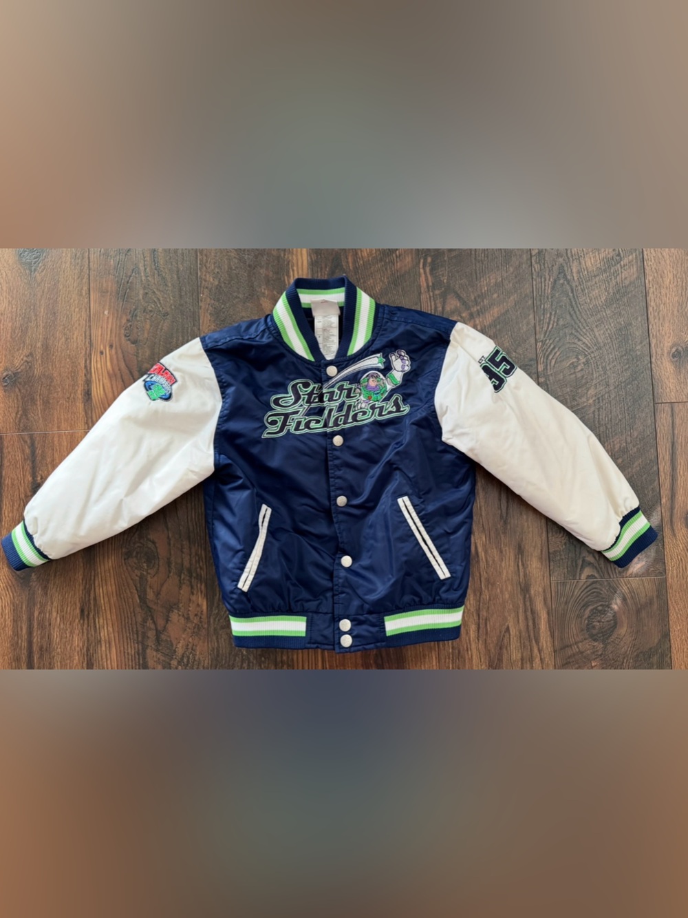 Vintage Disney Buzz Lightyear Bomber Jacket Navy Blue White Sz Small Kids